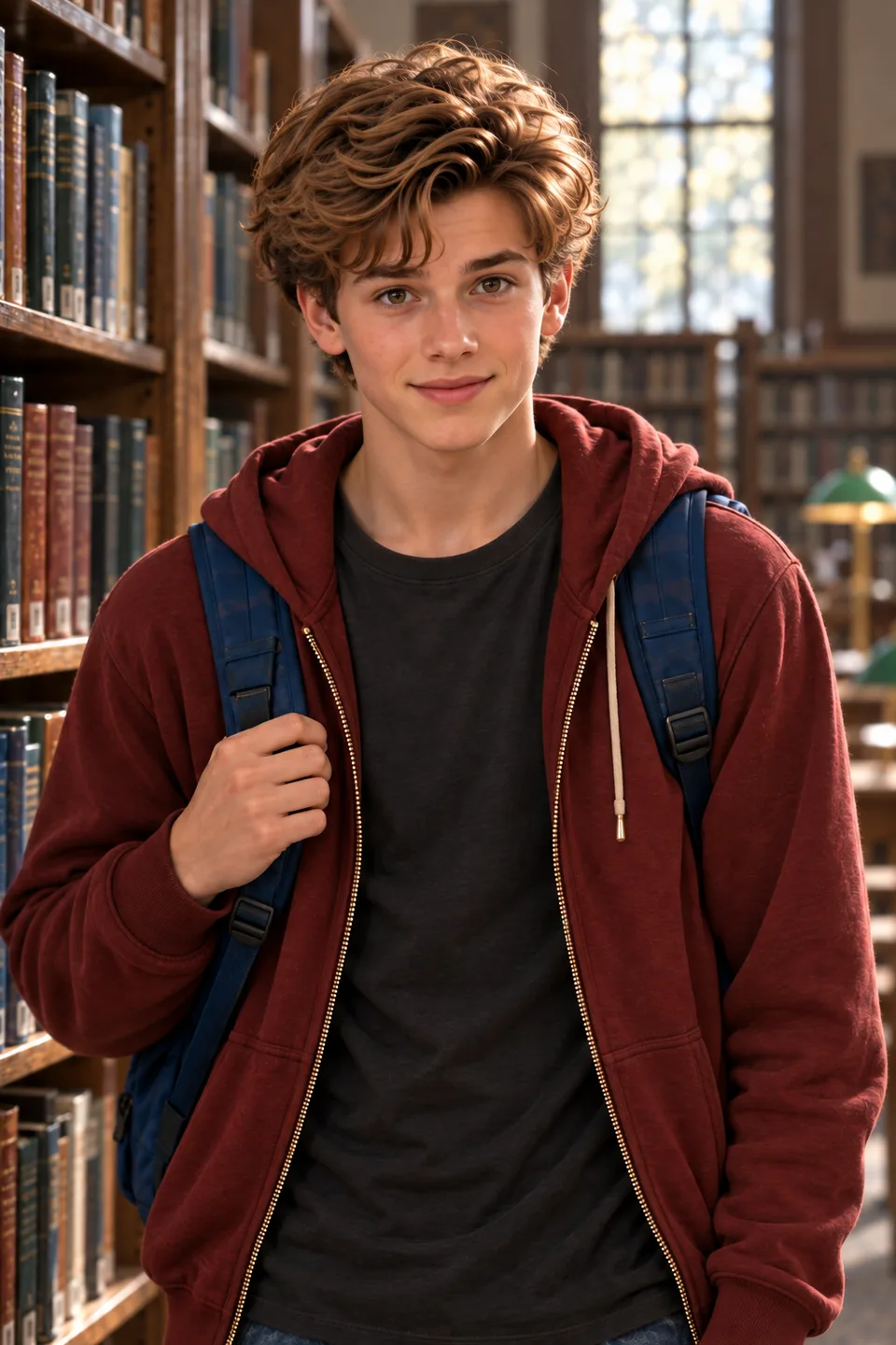 Original fictional portrait of Alex looking toward the reader.